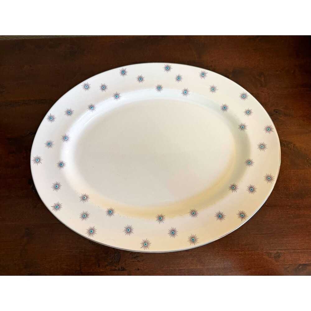 Royal Albert Star of Eve Bone China Oval Platter 16"x12" Starburst England EUC